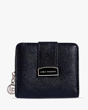 zip-around wallet with signature branding