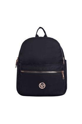 zip closure pu womens casual backpack - black