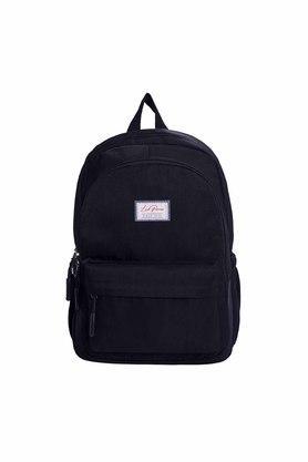 zip closure pu womens casual backpack - black