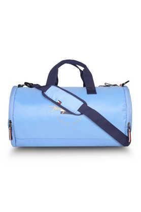 zip clouser polyester duffel bag - sky blue