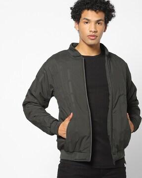 zip-front bomber jacket with pockets
