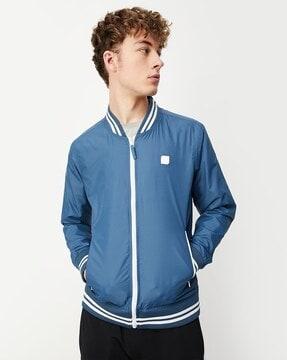 zip-front bomber jacket with side pockets