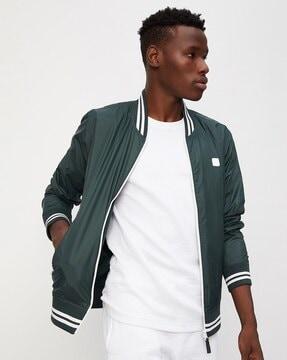 zip-front bomber jacket with side pockets