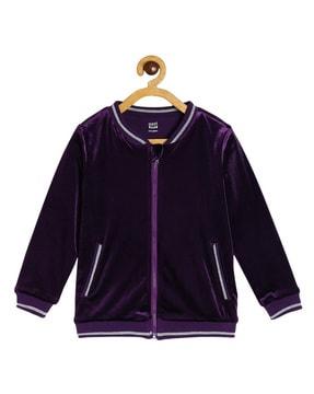 zip-front bomber jacket with zipper pockets