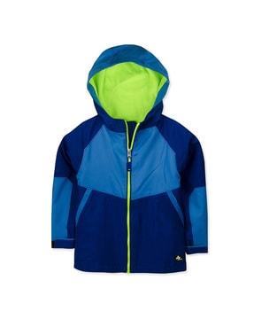 zip-front colourblock hooded jacket