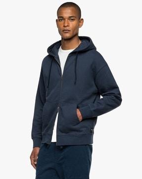 zip-front cotton hoodie