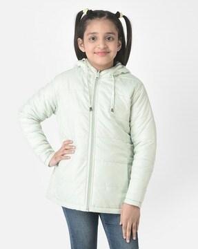 zip-front hooded jacket with slip pockets
