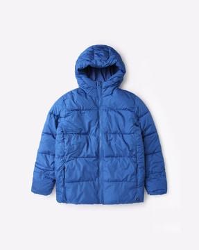 zip-front hooded puffer jacket
