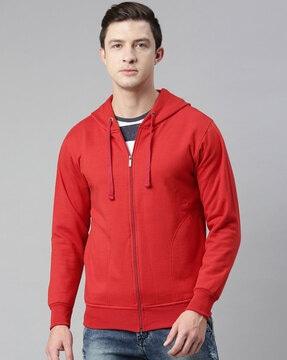 zip-front hooded sweatshirt
