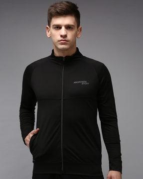 zip-front insert pockets sweatshirt