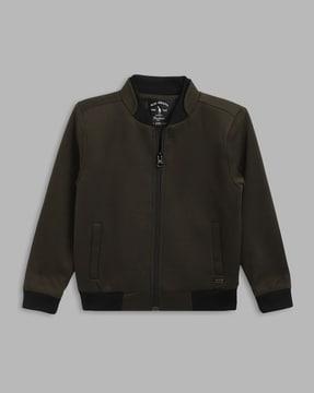 zip-front jacket with welt pockets