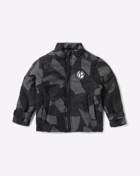 zip-front padded bomber jacket