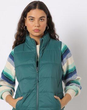 zip-front puffer gilet with slip pockets