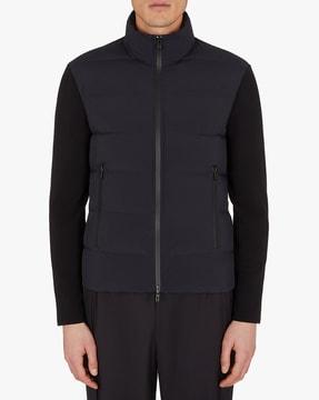 zip-front puffer jacket with insert pocket