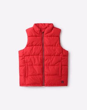 zip-front puffer vest jacket