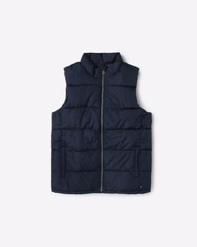 zip-front puffer vest jacket