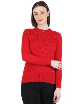 zip-front pullover with raglan sleeves