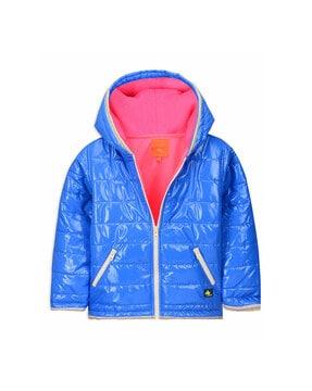 zip-front quilted hooded jacket