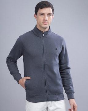 zip-front sweatshirt with insert pocket