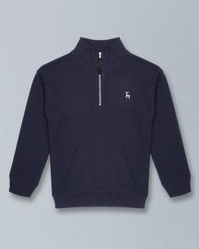zip-front sweatshirt with kangaroo pocket