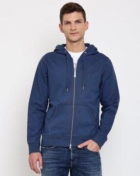 zip-front sweatshirt with kangaroo pockets