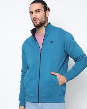 zip-front sweatshirt with pockets