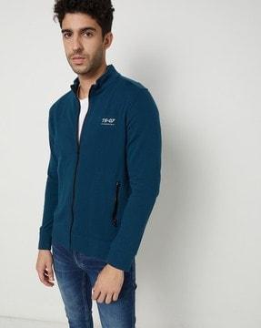 zip-front sweatshirt with zip pockets