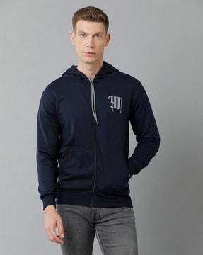 zip-front  hooded sweatshirt with slip pockets