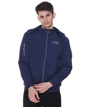 zip-front  jacket with detachable hoodie