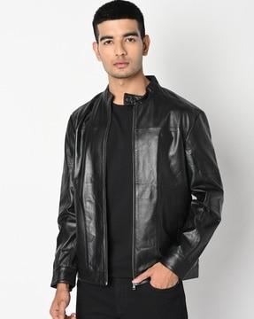 zip-front biker jacket