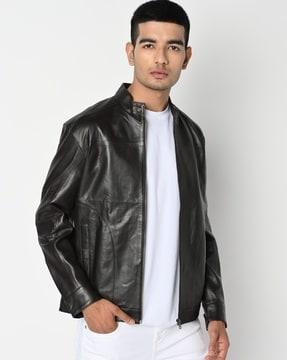 zip-front biker jacket