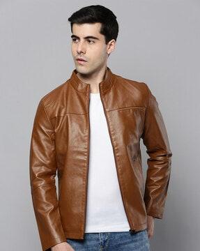 zip-front biker jacket