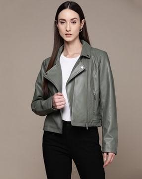 zip-front biker jacket