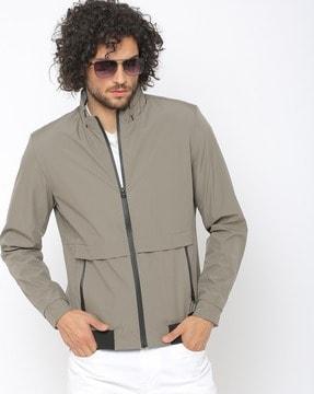 zip-front bomber jacket with insert pocket