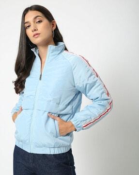 zip-front bomber jacket with insert pocket