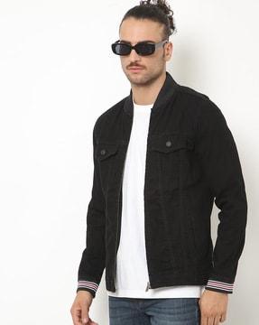 zip-front bomber jacket with insert pocket