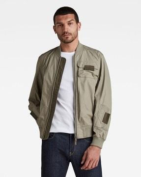 zip-front bomber jacket with pockets