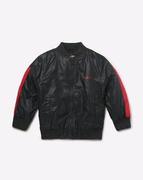 zip-front bomber jacket with pockets