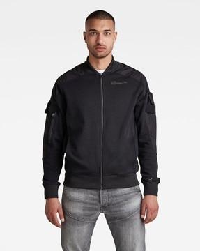 zip-front bomber jacket with raglan sleeves