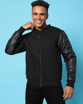 zip-front bomber jacket with slip pockets