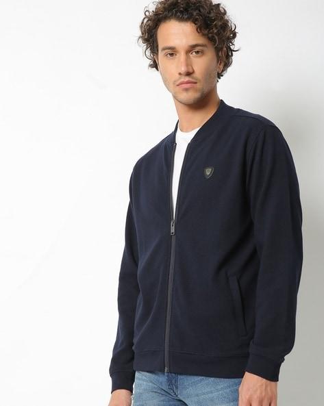 zip-front bomber sweatshirt with slip pockets