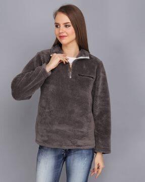 zip-front casual sweatshirt