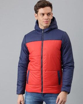 zip front colour-block jacket