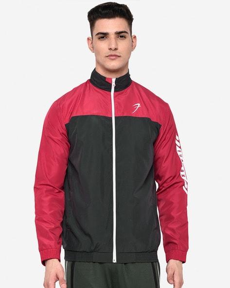 zip front colour-block jacket