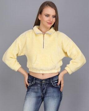 zip-front crop sweatshirt