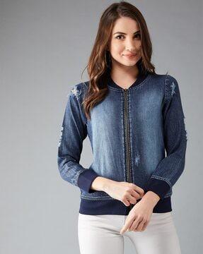 zip-front denim jacket