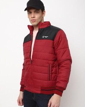 zip-front high-neck puffer jacket