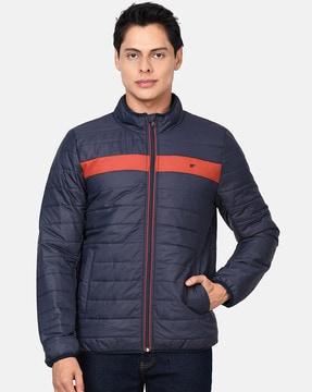 zip-front high-neck quilted jacket