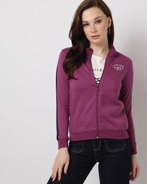 zip-front high-neck sweatshirt