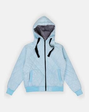 zip-front hooded bomber jacket